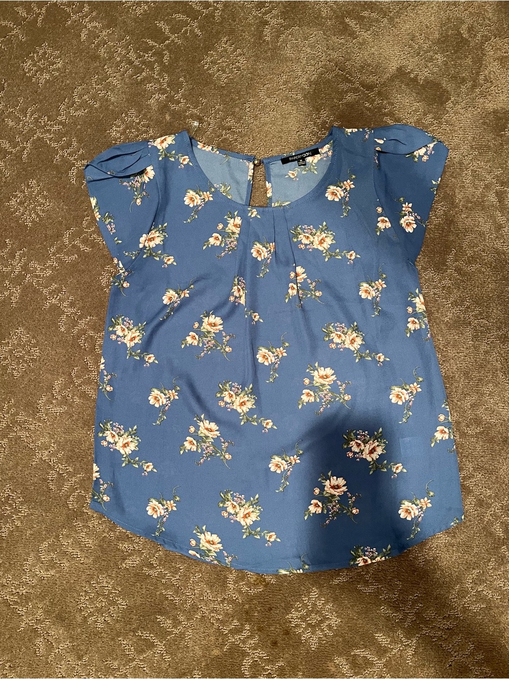 Papermoon Blue Floral Cap-Sleeve Blouse